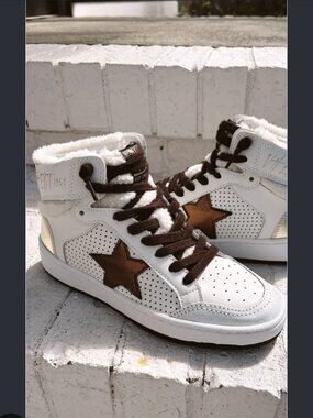 Size 10 Vintage Havana Jolene White Bronze High-Top Sneakers NWT